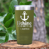 Military Green Retirement Tumbler With Retired And Gone Fishing Design