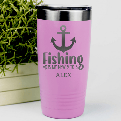 Pink Retirement Tumbler With Retired And Gone Fishing Design