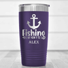 Purple Retirement Tumbler With Retired And Gone Fishing Design
