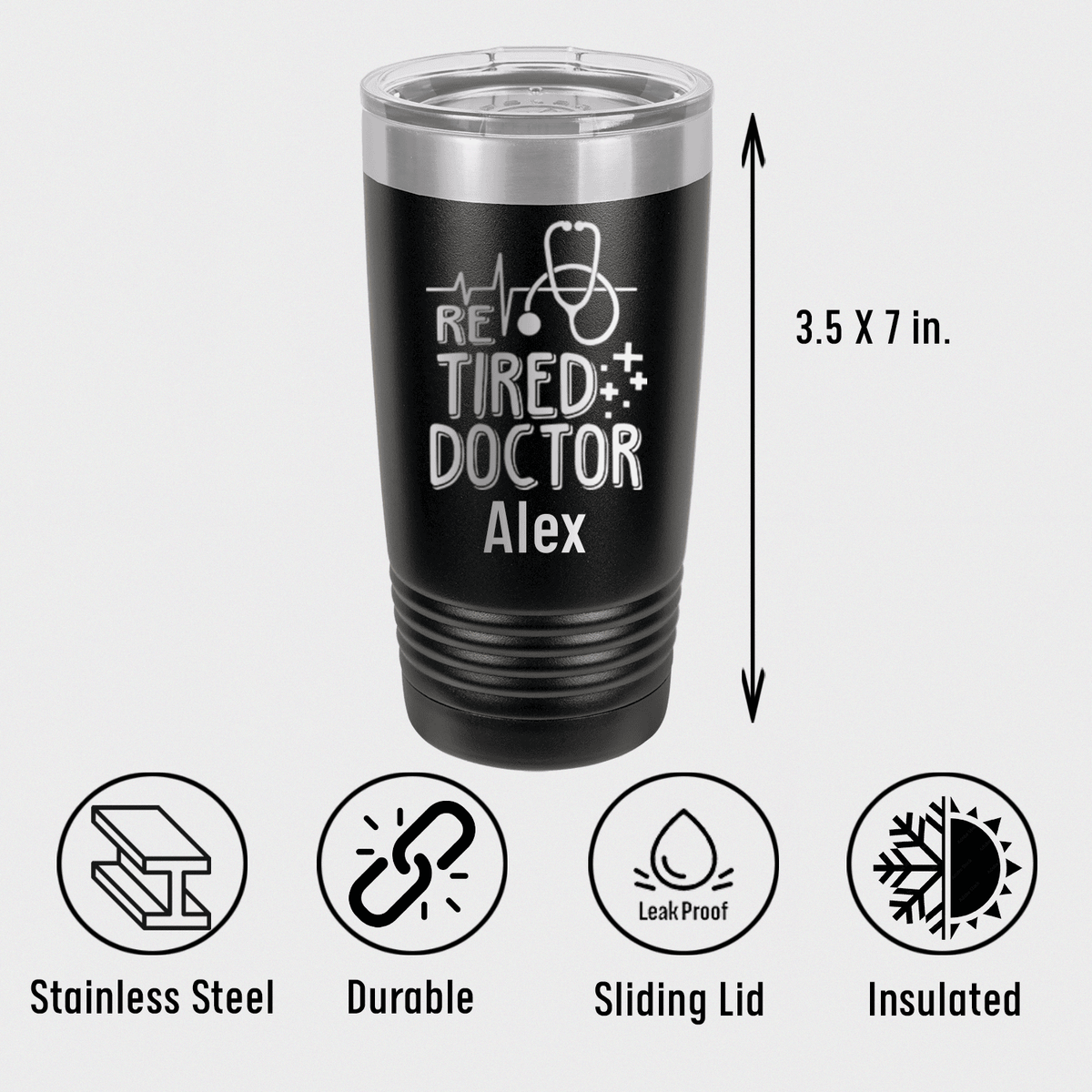 Unique Personalized Retired Doctor Tumbler Customized Retirement Tumblers Gifts for Men by Groovy Guy