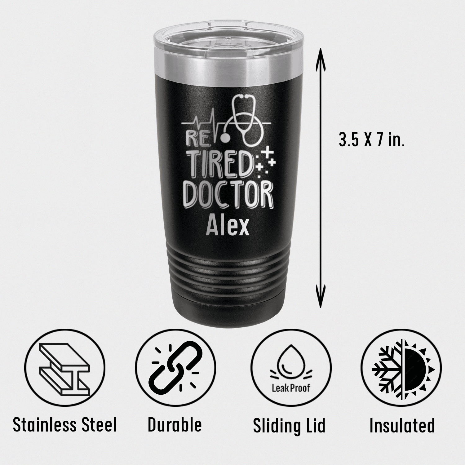 Unique Personalized Retired Doctor Tumbler Customized Retirement Tumblers Gifts for Men by Groovy Guy
