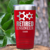 Red Retirement Tumbler With Retired Engineer Design