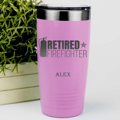 Pink Retirement Tumbler With Retired Firefighter Design