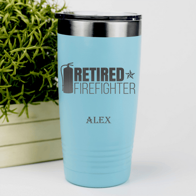 Teal Retirement Tumbler With Retired Firefighter Design