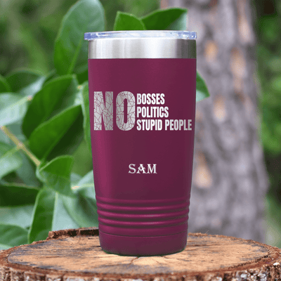 Maroon Retirement Tumbler With Retired From Stupidity Design