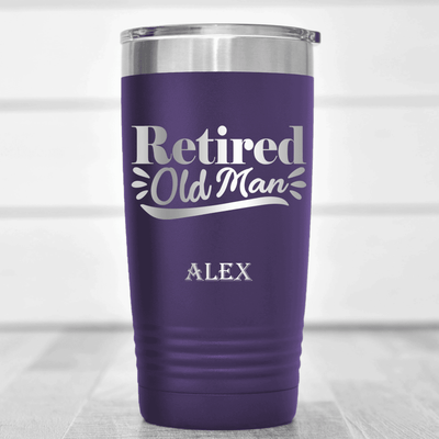 Purple Retirement Tumbler With Retired Old Man Design