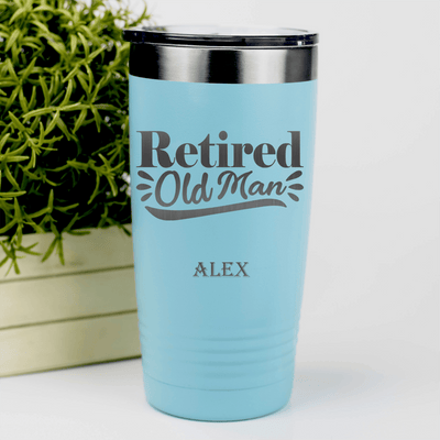Teal Retirement Tumbler With Retired Old Man Design