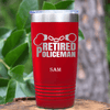 Red Retirement Tumbler With Retired Policeman Design