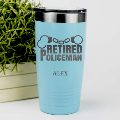 Teal Retirement Tumbler With Retired Policeman Design