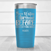 Light Blue Retirement Tumbler With Retired Since Hired Design