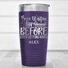 Purple Retirement Tumbler With Retired Since Hired Design