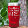 Red Retirement Tumbler With Retired Since Hired Design