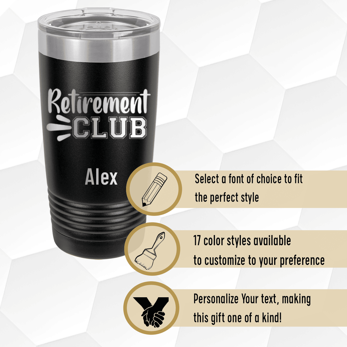 Unique Personalized Retirement Club Tumbler Customized Retirement Tumblers Gifts for Men by Groovy Guy