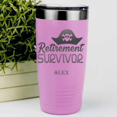 Pink Retirement Tumbler With Retirement Survivor Design