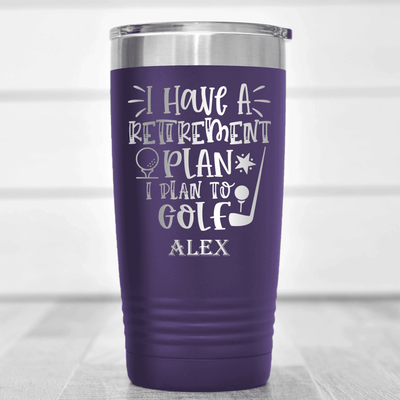 Purple Retirement Tumbler With Retiring To The Course Design