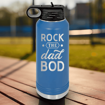 Blue Fathers Day Water Bottle With Rock The Dad Bod Design