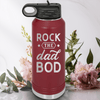 Maroon Fathers Day Water Bottle With Rock The Dad Bod Design