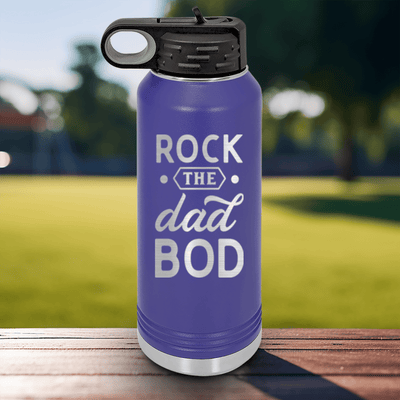 Purple Fathers Day Water Bottle With Rock The Dad Bod Design