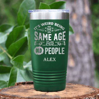 Green Funny Old Man Tumbler With Same Age As Old Design