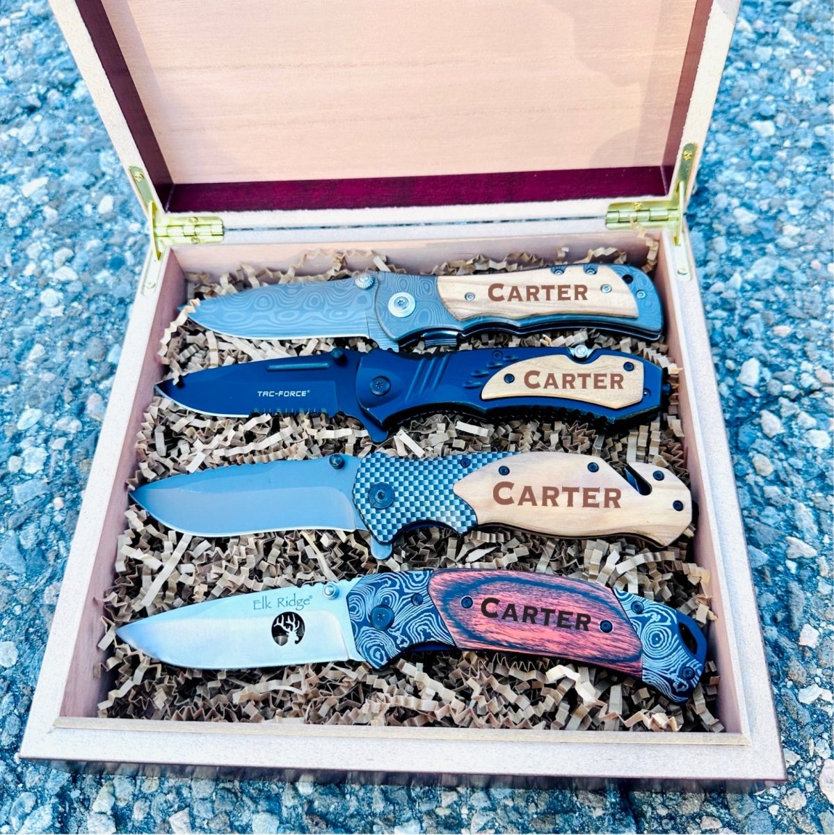 Unique Personalized Personalized Pocket Knife Gift Set for Men Customized Hunting & Survival Knives Gifts for Men by Groovy Guy