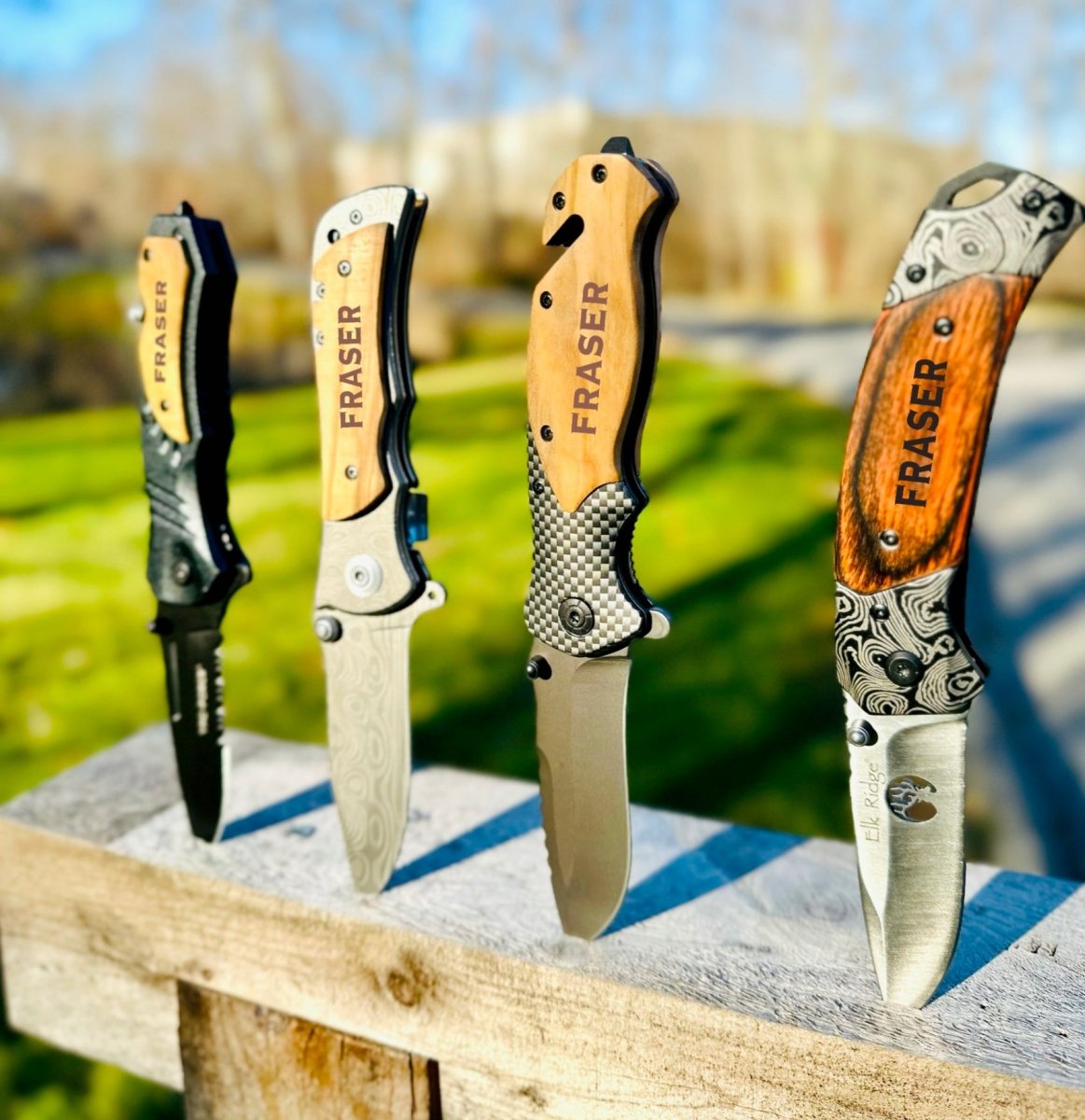 Unique Personalized Personalized Pocket Knife Gift Set for Men Customized Hunting & Survival Knives Gifts for Men by Groovy Guy