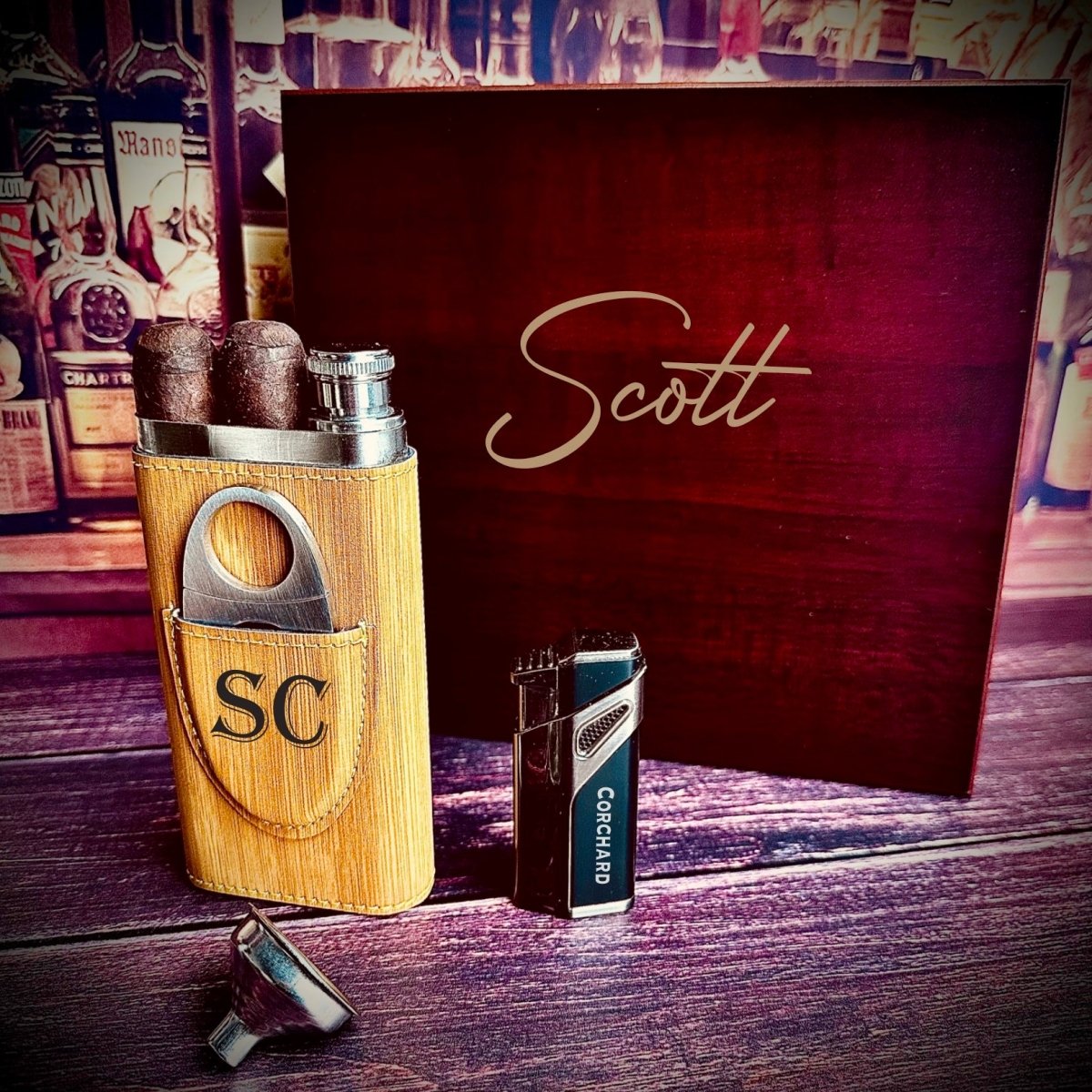 Unique Personalized Handsome Personalized Cigar Gift Box Set Customized Gift Set Gifts for Men by Groovy Guy