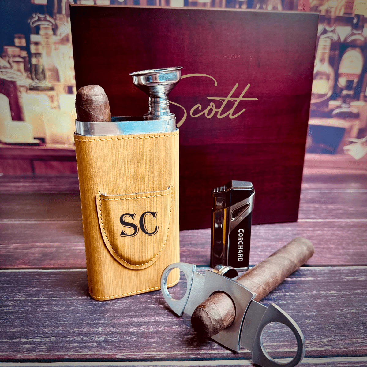 Unique Personalized Handsome Personalized Cigar Gift Box Set Customized Gift Set Gifts for Men by Groovy Guy