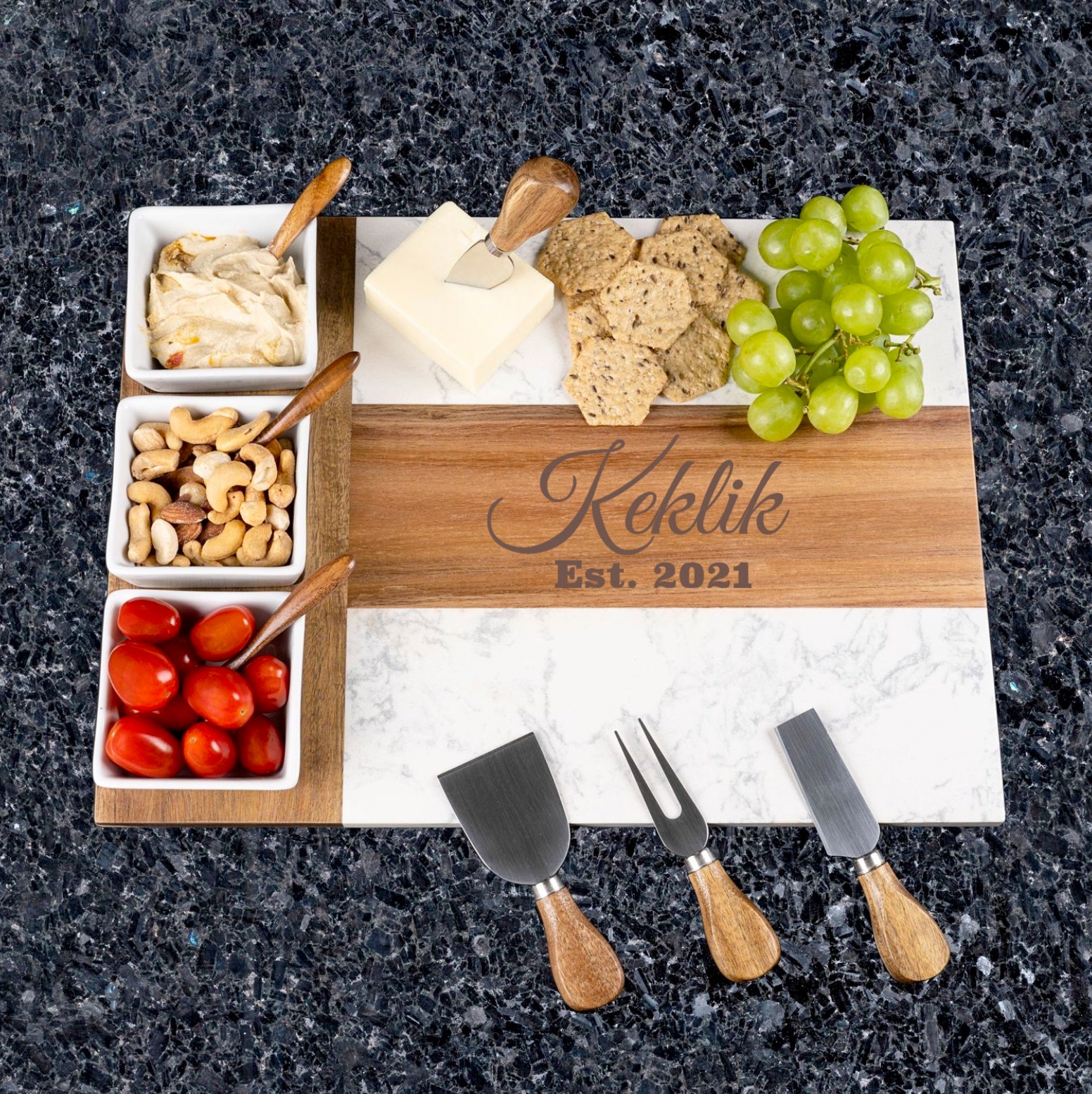 Personalized Drink and Snack Caddy/ Charcuterie Board/serving Tray