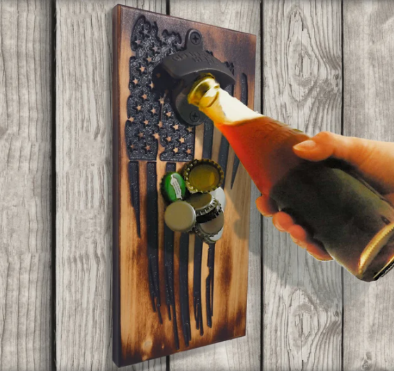 Wall Mounted Magnetic Bottle Opener - Holds over 100 Caps