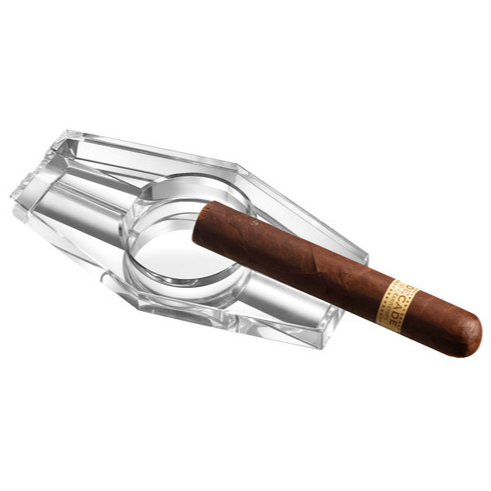 Cigar ashtray crystal glass trapeze shape, 1 rest