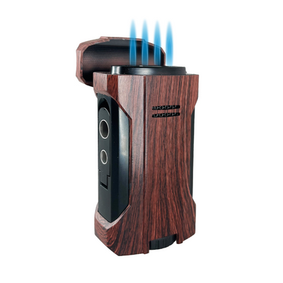 Wooden Quad Flame Torch Lighter