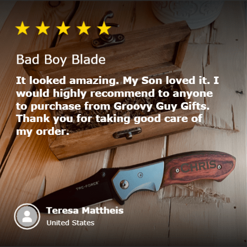 Unique Personalized Bad Boy Blade Customized Knife Gifts for Men by Groovy Guy
