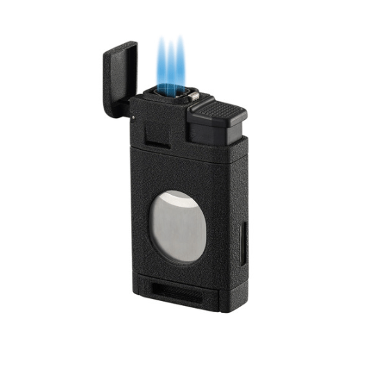 Unique Personalized Crackle Black Triple Torch and Cutter Customized Cigar Gifts for Men by Groovy Guy