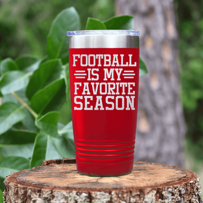 Red football tumbler Seasons Of Tackles And Touchdowns