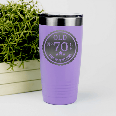 Light Purple Birthday Tumbler With Seventy Aged To Perfection Design