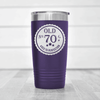 Purple Birthday Tumbler With Seventy Aged To Perfection Design