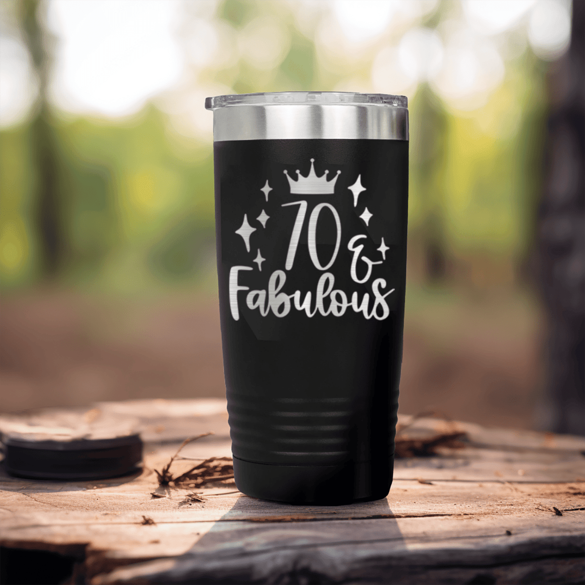 Black Birthday Tumbler With Seventy And Fabulous Design