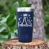 Navy Birthday Tumbler With Seventy And Fabulous Design