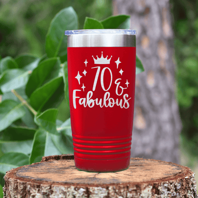 Red Birthday Tumbler With Seventy And Fabulous Design