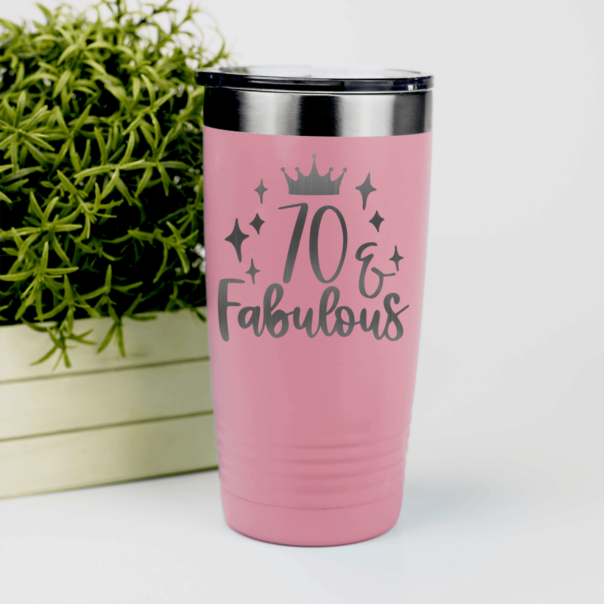 Salmon Birthday Tumbler With Seventy And Fabulous Design