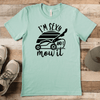 Light Green Mens T-Shirt With Sexy And I Mow It Design