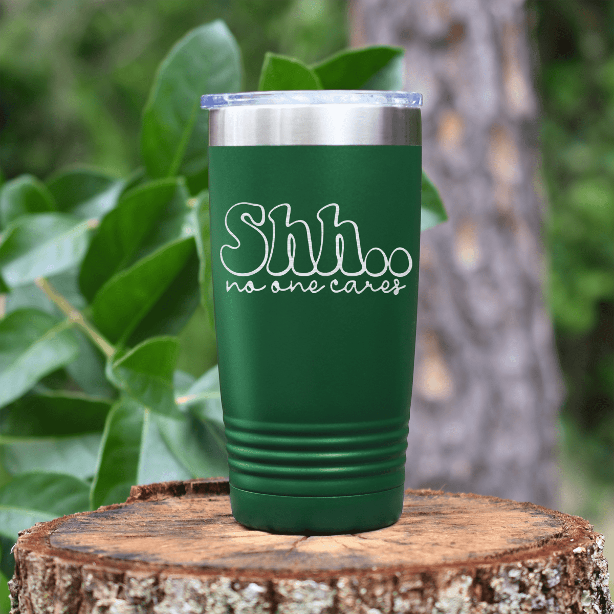 Green funny tumbler Shh
