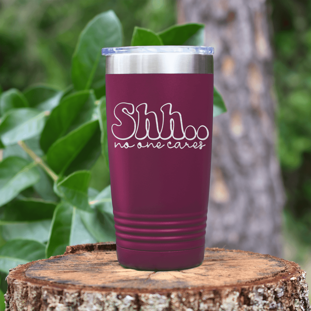 Maroon funny tumbler Shh