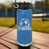 Blue Soccer Water Bottle With Siblings Soccer Spirit Design