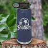 Navy Soccer Water Bottle With Siblings Soccer Spirit Design