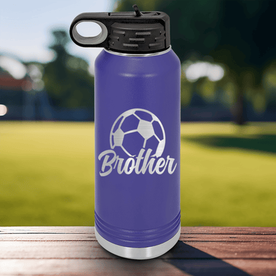 Purple Soccer Water Bottle With Siblings Soccer Spirit Design