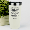 White Funny Old Man Tumbler With Sister Is Older Design