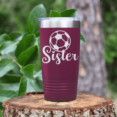 Maroon soccer tumbler Sisters Soccer Spirit
