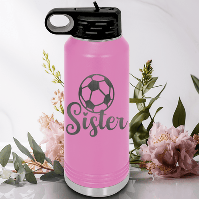 Light Purple Soccer Water Bottle With Sisters Soccer Spirit Design
