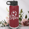 Maroon Soccer Water Bottle With Sisters Soccer Spirit Design